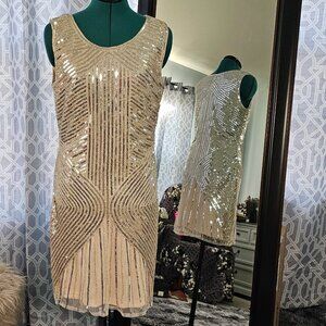 Kayamiya Art‑Deco Sequin Dress – NWT – Fits Like Medium